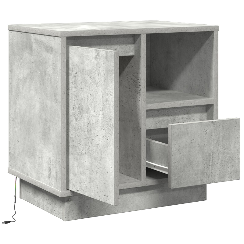 Nachttische mit LED 2 Stück Beton Grau 50x34,5x50 cm