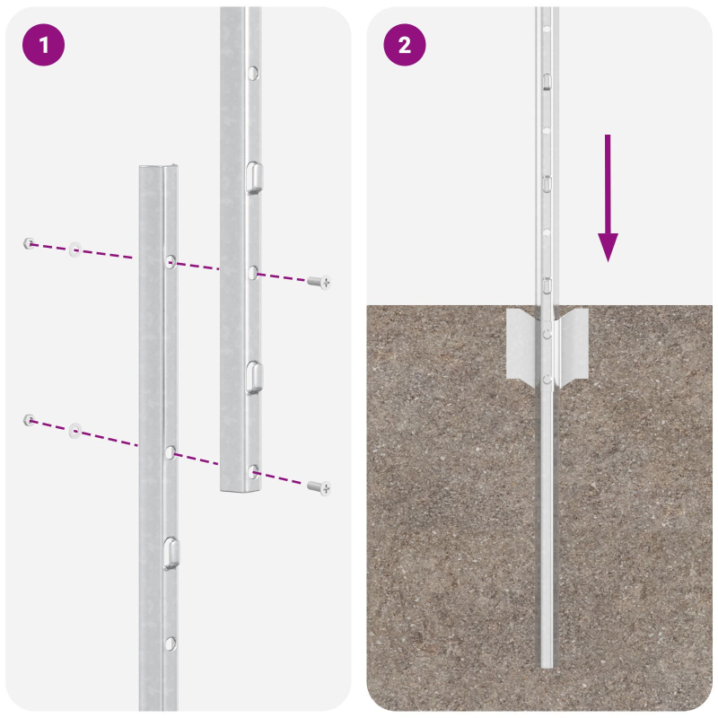 Zaunpfosten 44 Stück U-Kanal Silber 180 cm Stahl