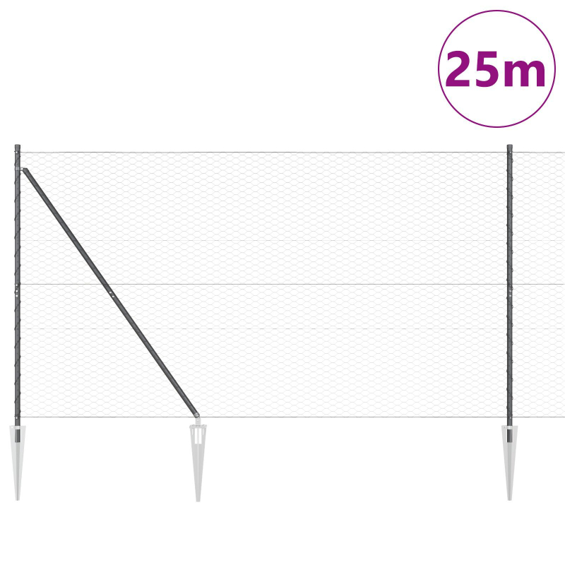 Zaunset Set aus 2 Grau Stahl 25 x 1,5 m Faltbar Outdoor Zaun