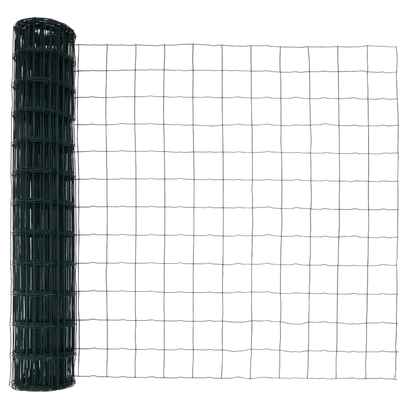 Euro Zaun Set mit 2 Grün Metall mit PVC-Beschichtung 25 x 1,2 m