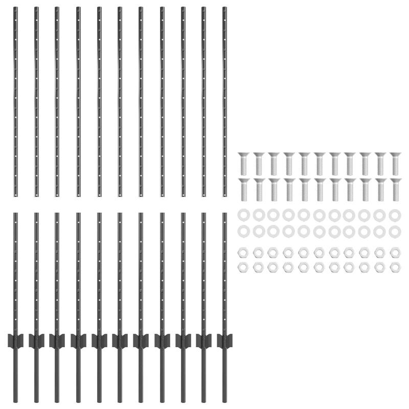 Zaunpfosten 22 Stk. U-Kanal Grau 140 cm Stahl