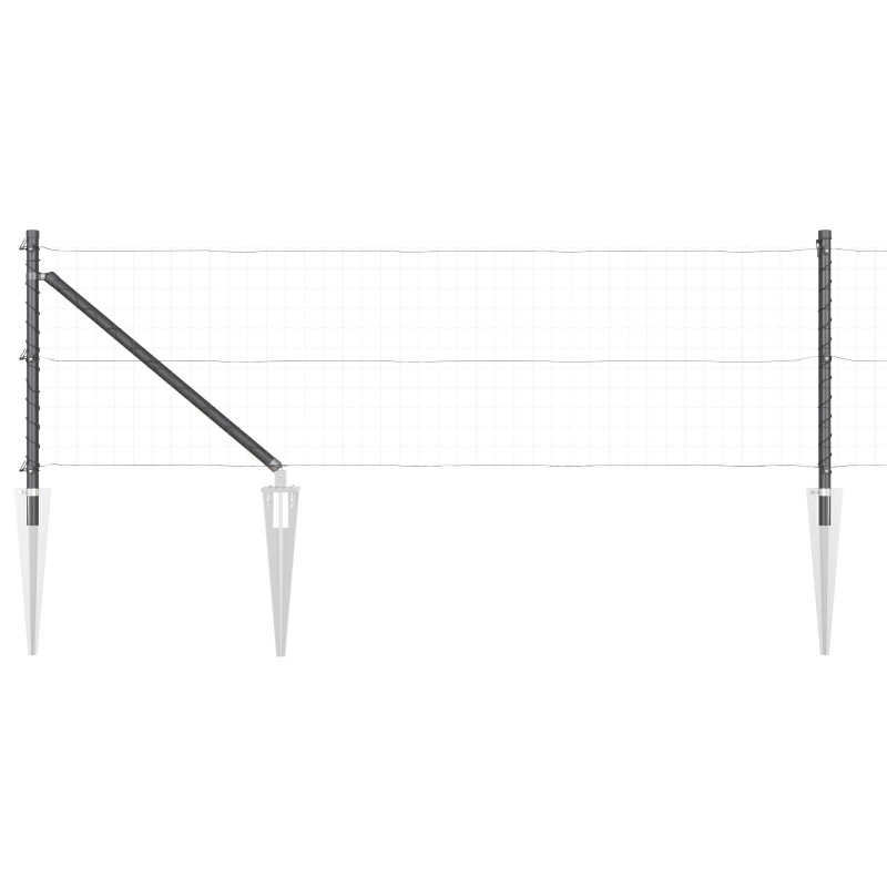 Zaunpfosten mit Spike 13 Stück Ø32 mm 60 cm Galvanisiertes Stahl