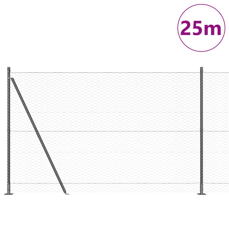 Zaunset Set von 2 Grau Stahl 25 x 1.5 m Langlebig