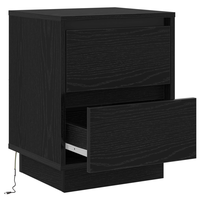 Nachttisch mit LED Lichtern Schwarz 39x34,5x50 cm