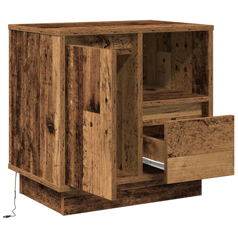 Nachttische mit LED 2er Set Altes Holz 50x34,5x50 cm