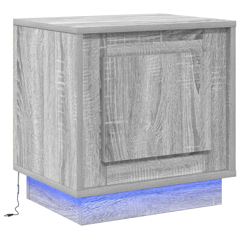 Nachttische mit LED-Lichtern 2 Stück Grau Sonoma 44x34,5x45 cm