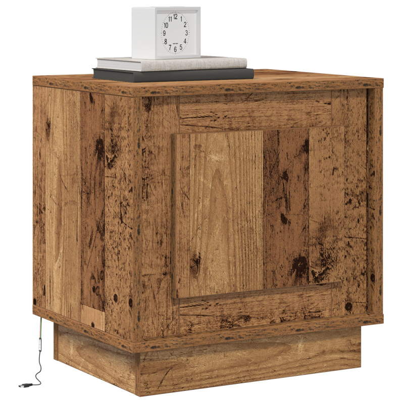 Nachttische mit LED-Lichtern 2 Stück Altholz 44x34,5x45 cm