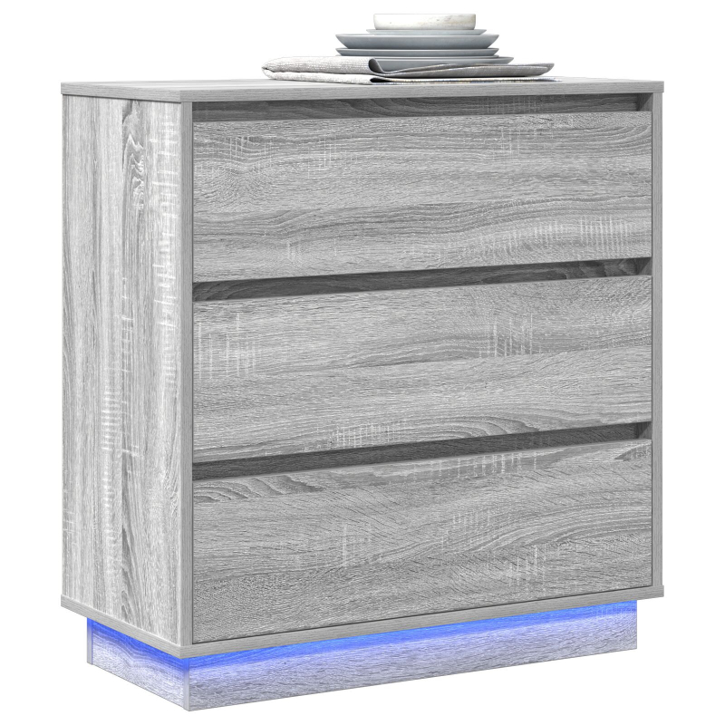 Nachttisch mit LED Grau Sonoma 71x34,5x75 cm MDF