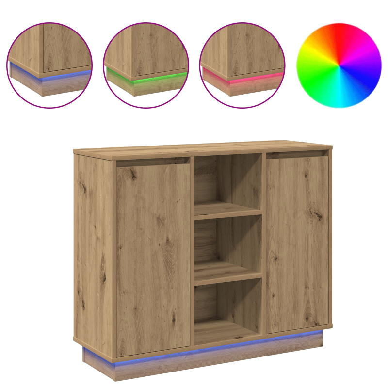 Sideboard mit LED Artisan Eiche 90x32x75 cm Holzwerkstoff