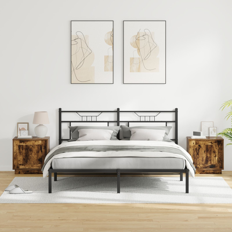 Nachttische mit LED-Lichtern 2 Stück Geräucherte Eiche 44x34,5x45 cm