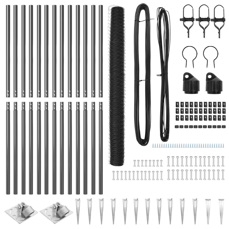 Zaunset Set aus 2 Grau Stahl 25 x 1,5 m Faltbar Outdoor Zaun