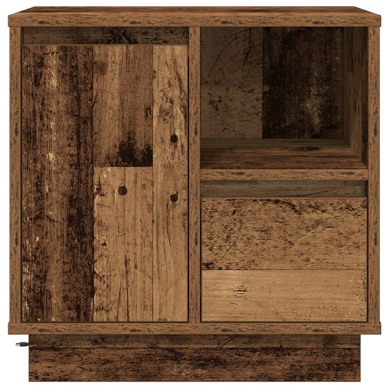 Nachttische mit LED 2er Set Altes Holz 50x34,5x50 cm