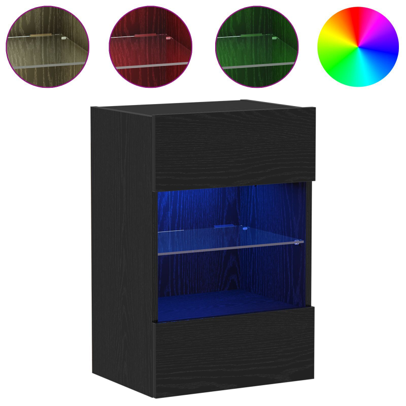 LED TV-Schrank 2 Stück Schwarz Eiche 40x30x60,5cm Werkstoff