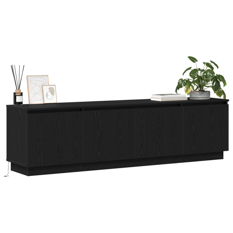 TV-Schrank mit LED Schwarz Eiche 180x38x49 cm Holzwerkstoff