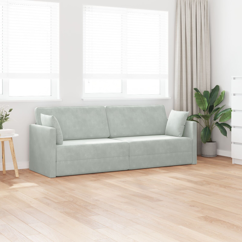 Boden-Sofa-Bett 2-in-1 Hellgrau 213x144x60 cm