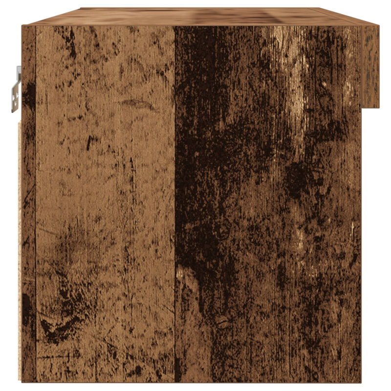 TV-Wandregal mit LED-Lichtern aus altem Holz 80x30x30 cm