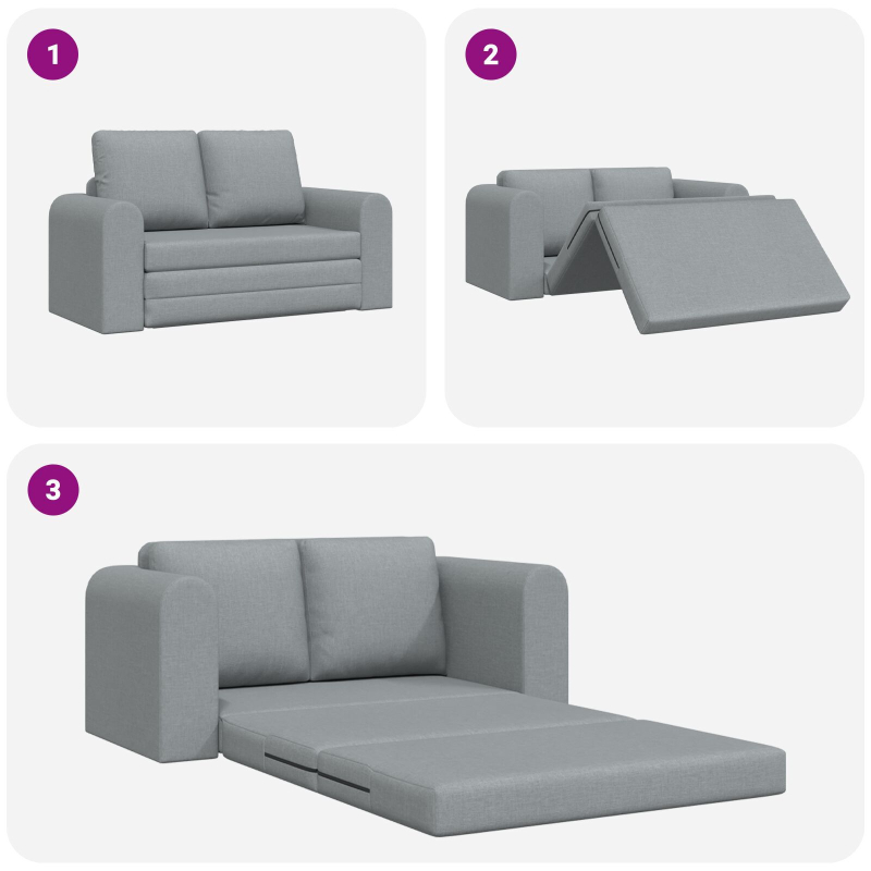 Boden-Sofa-Bett 2-in-1 Hellgrau 148x71x83 cm Gewebe