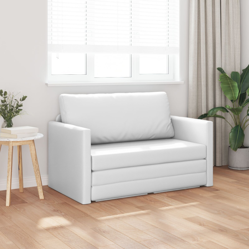 Boden-Sofa-Bett 2-in-1 Weiß 124x71x78 cm Kunstleder