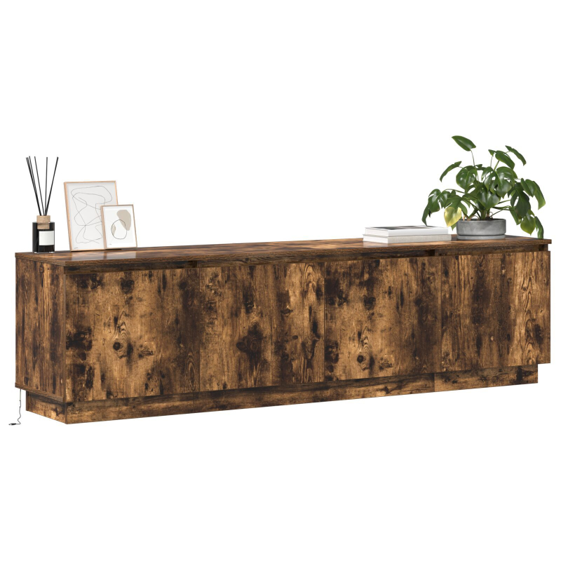 TV-Schrank mit LED Geräucherter Eiche 180x38x49 cm Holzwerkstoff