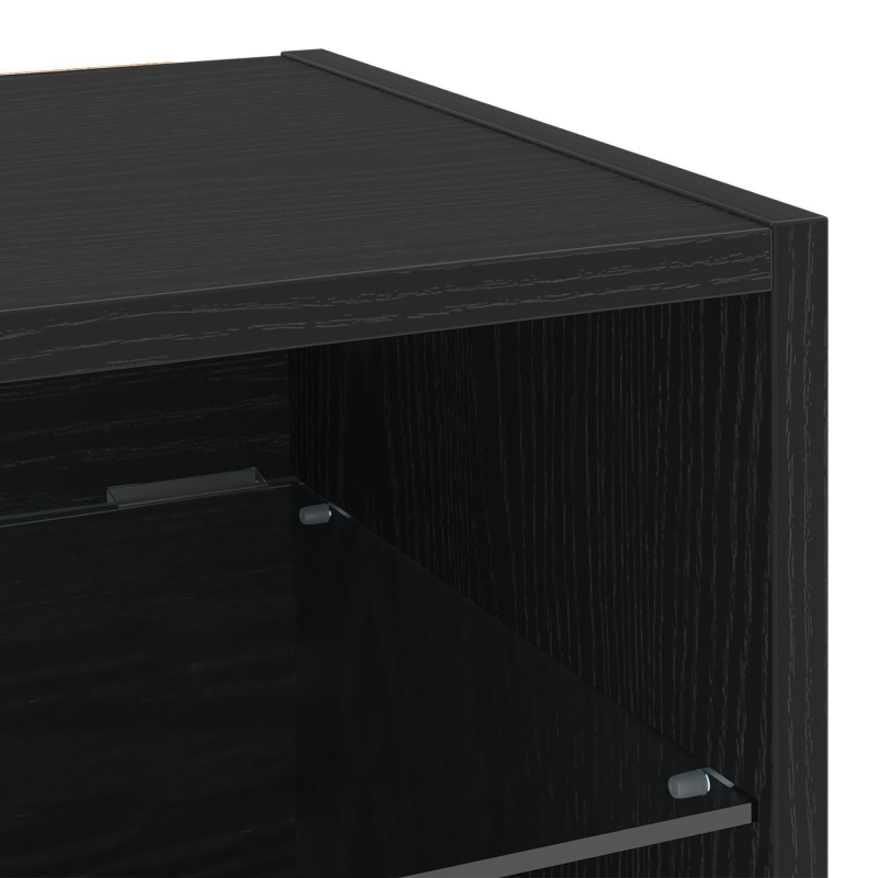 LED TV Schrank 2 Stück Schwarz Eiche 30x28,5x30 cm Holzwerkstoff