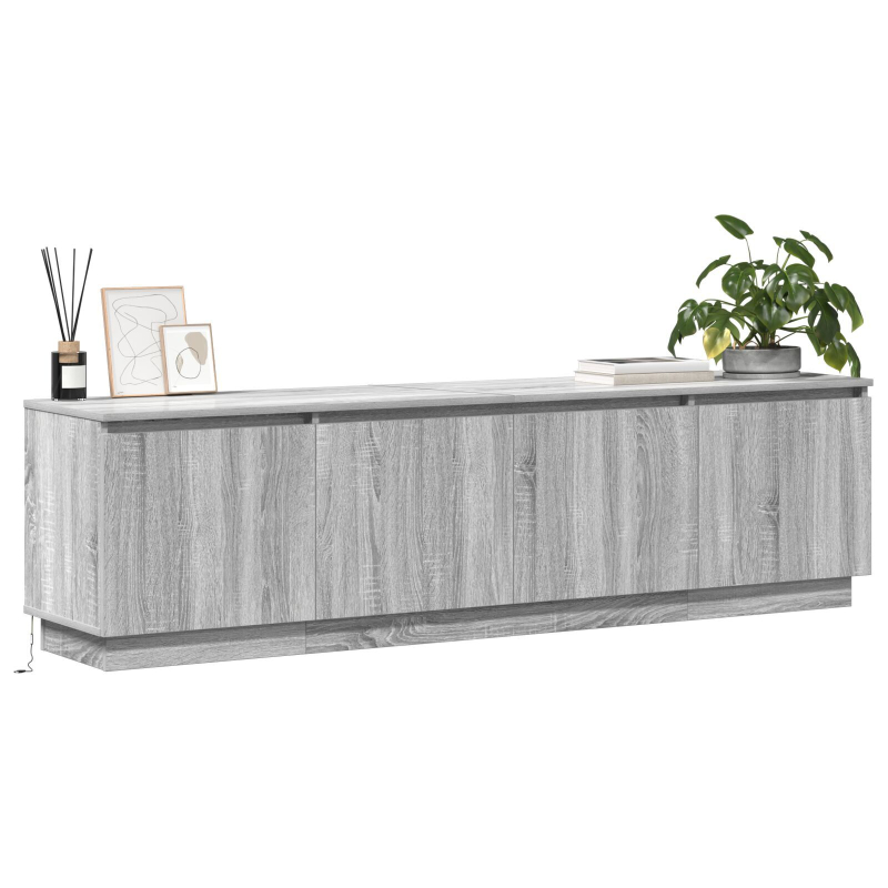 TV Schrank mit LED Grau Sonoma 180x38x49 cm Holzwerkstoff