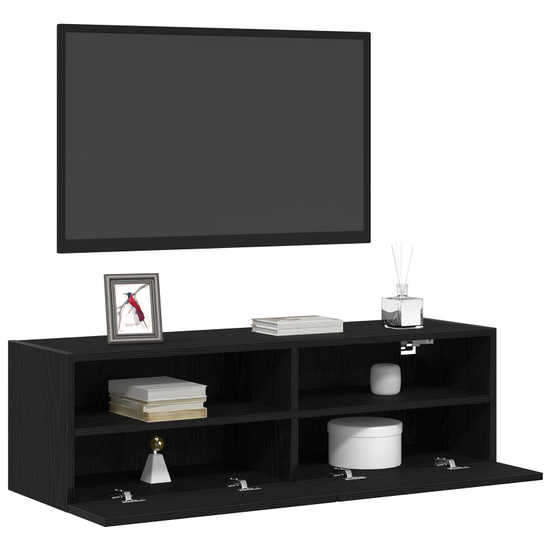 TV-Wandregal Schwarz Eiche 100x30x30 cm Holzwerkstoff