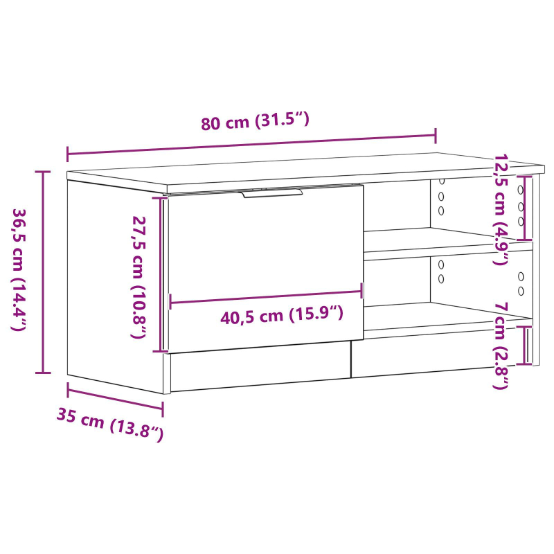 TV-Schrank 2 Stück Schwarz Eiche 80x35x36,5 cm Holzwerkstoff