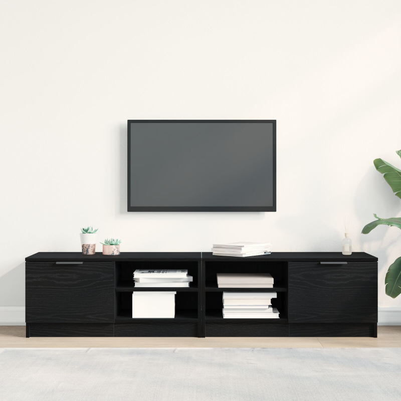 TV-Schrank 2 Stück Schwarz Eiche 80x35x36,5 cm Holzwerkstoff