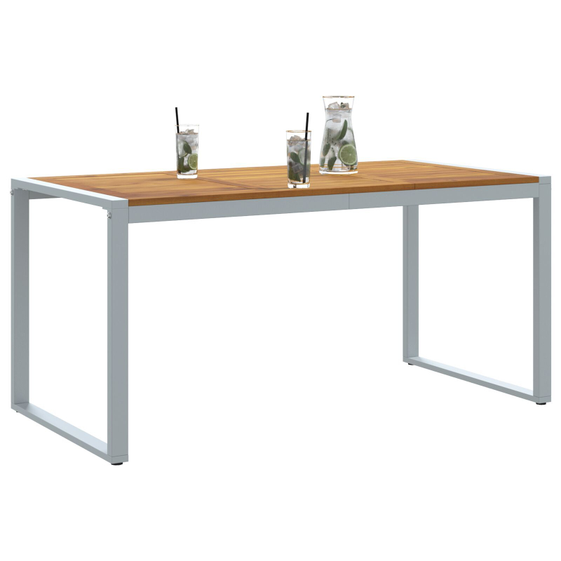 Esszieltisch Grau 160x80x75 cm Stahl und massivem Akazienholz
