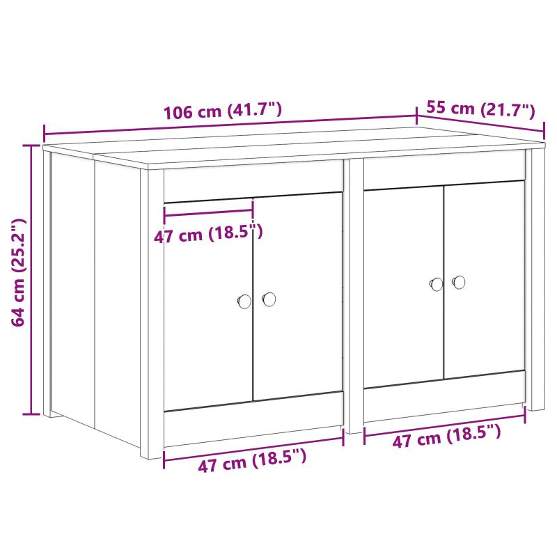 Freiluftküchenschrank 106x55x64 cm aus massivem Douglasienholz