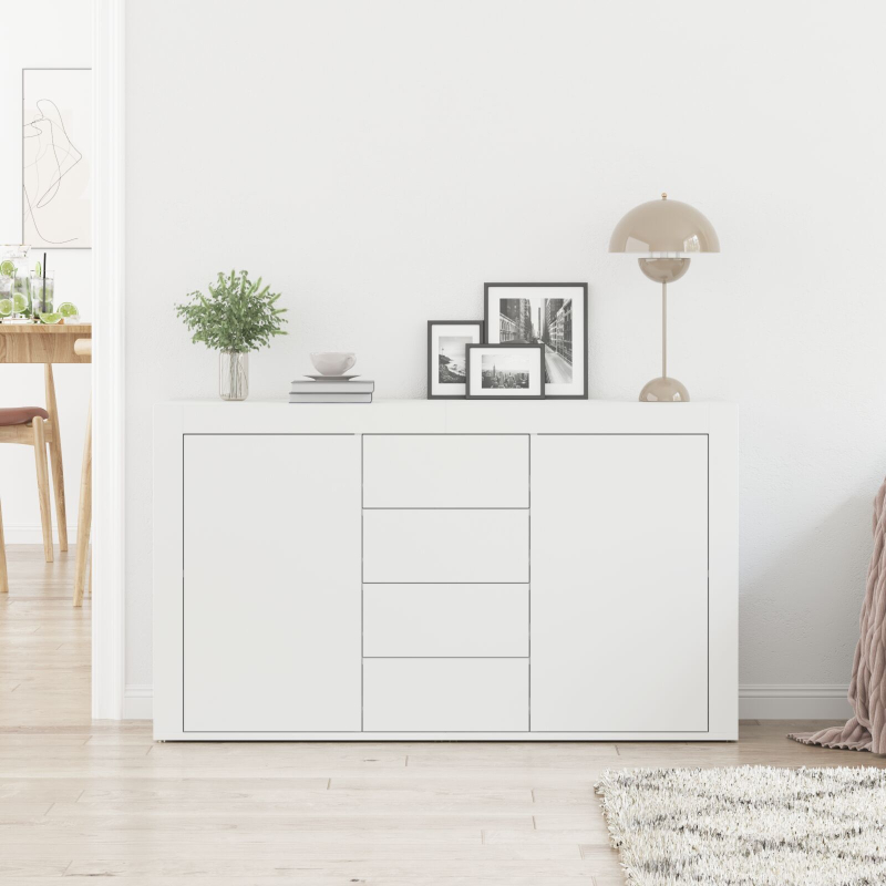 Weißes Sideboard Weiß Holz 120 x 36 x 69 cm Stauraum