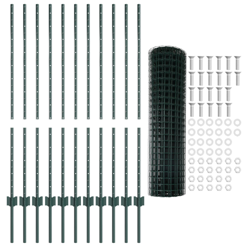 Gartenzaunset Set von 2 Grün PVC-beschichtetes Metall