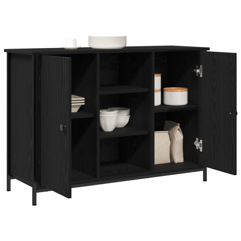Sideboard Schwarze Eiche 100x35x70 cm Holzwerkstoff und Stahl
