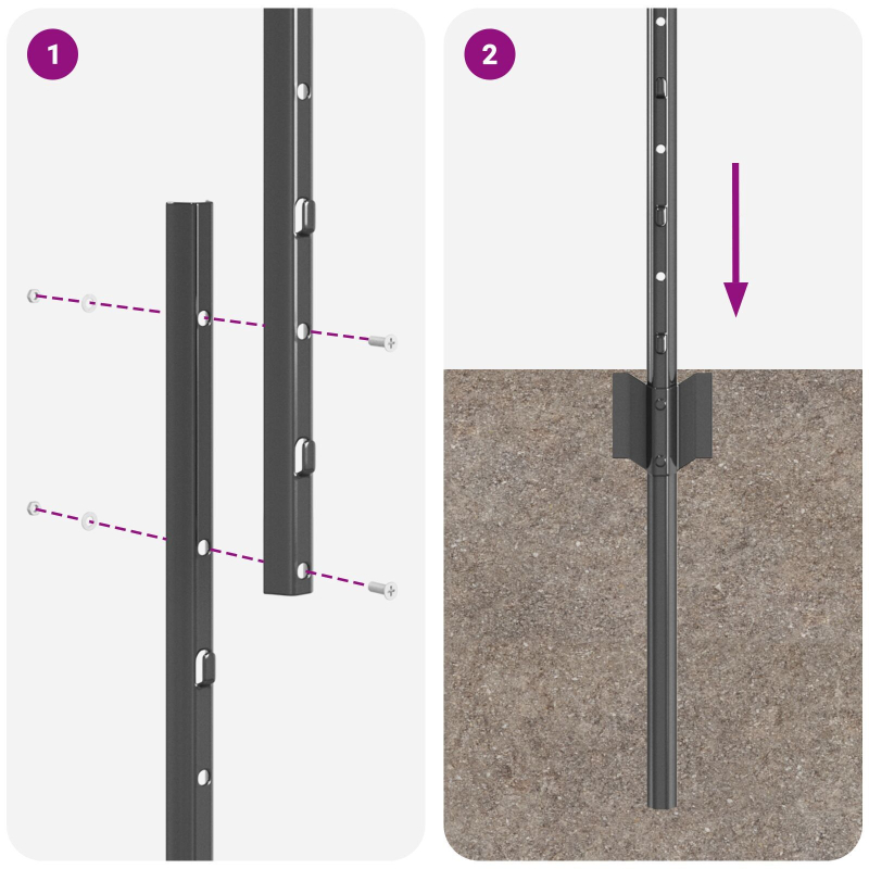 Zaunpfosten 10 Stück U-Kanal Grau 150 cm Stahl