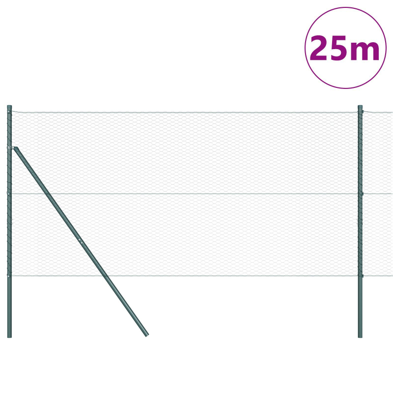 Zaunset Set von 2 Grün PVC-beschichteter Stahl 25 x 1,2 m