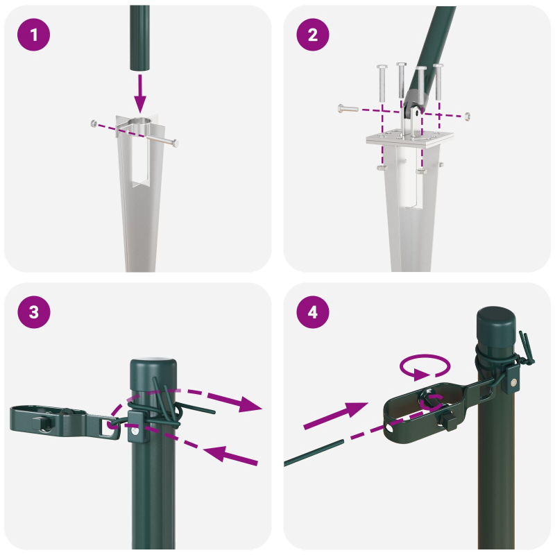 Zaunpfosten mit Spike 52 Stück Ø32 mm 120 cm Verzinkter Stahl