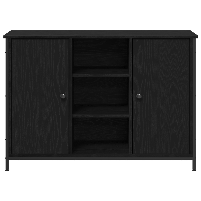 Sideboard Schwarze Eiche 100x35x70 cm Holzwerkstoff und Stahl