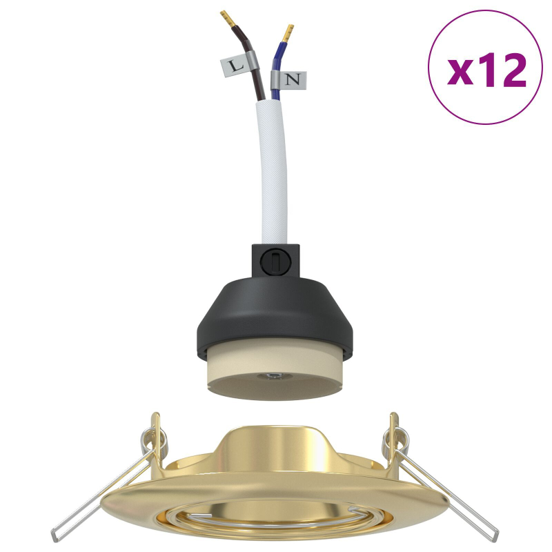 Einbau-Spotlights 12 Stück Rund GU10 Gold Ø90 mm Stahl