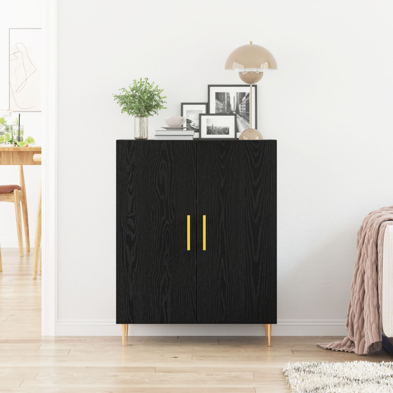Sideboard Schwarz Eiche 69,5x34x90 cm Engineered Wood