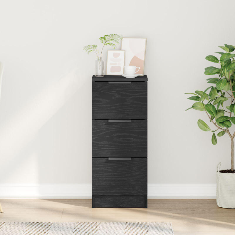 Schwarzer Eichen-Sideboard 30x30x70 cm Aus Holzwerkstoff