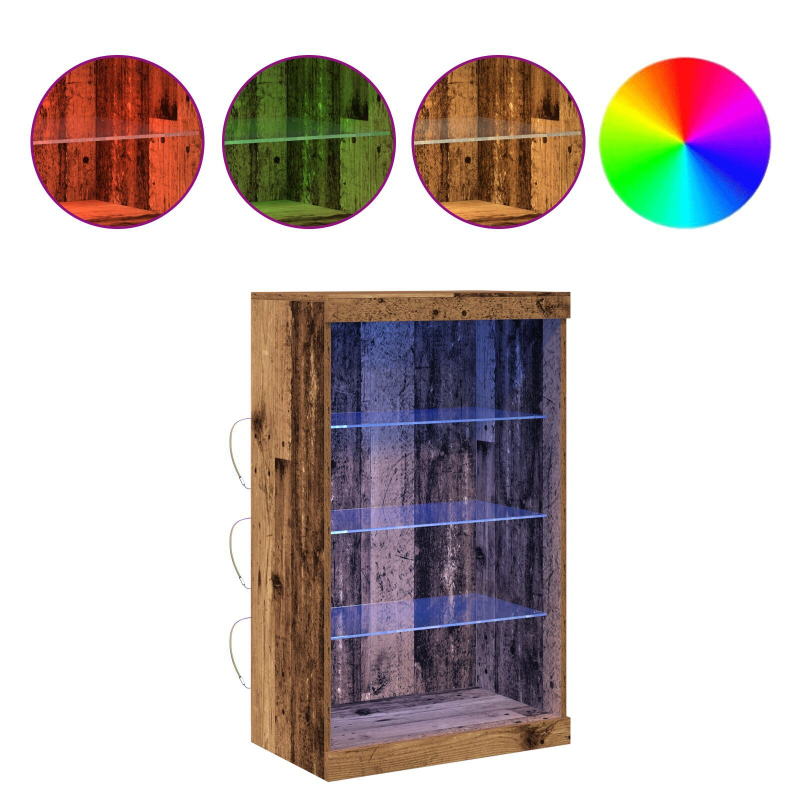 Sideboard mit LED-Lichtern Altes Holz 60,5x37x100 cm