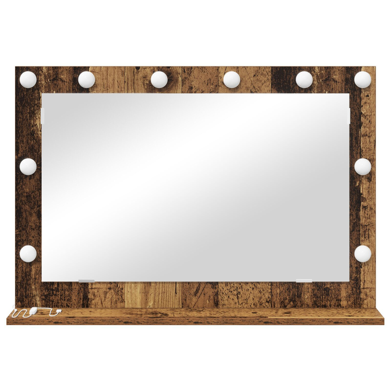 Kosmetikspiegel Altes Holz Massivholz und Glas 80 x 55 x 18 cm