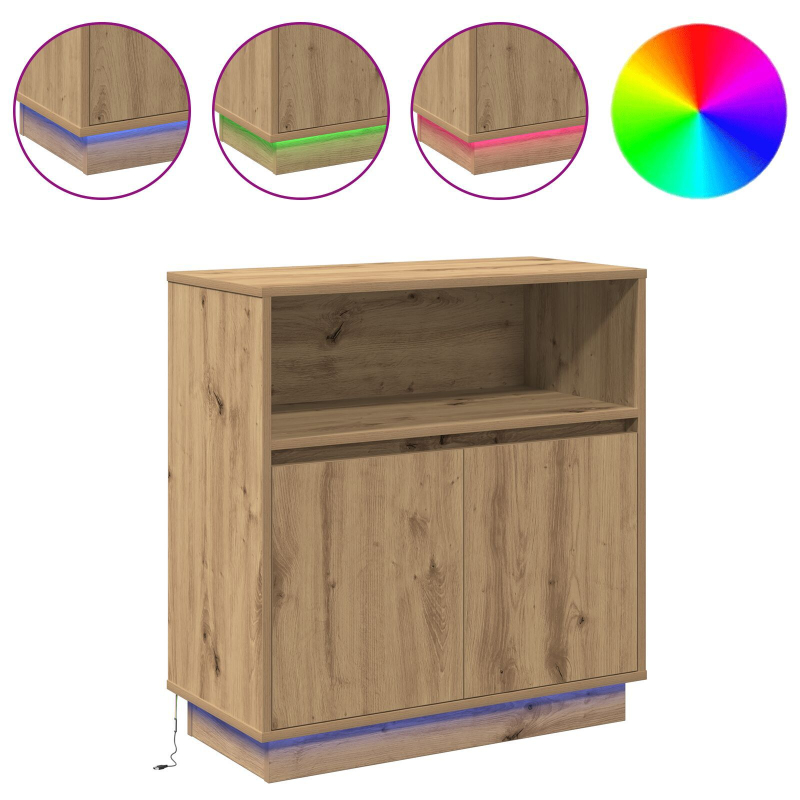 Sideboard mit LED Artisan Eiche 71x34,5x75 cm Holzwerkstoff