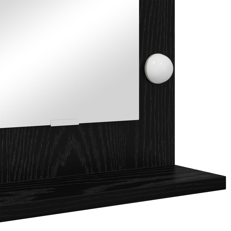 Kosmetikspiegel mit LED-Lichtern Schwarz Eichenholz 60x45x18 cm