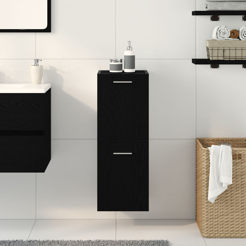 Bad-Wandschrank Schwarz Eiche 30x30x80 cm Spanplatte