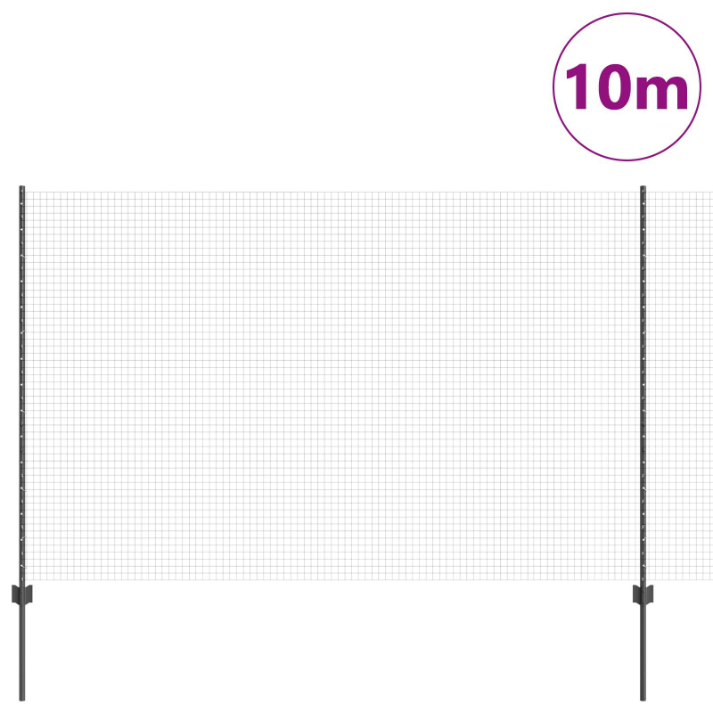 Gartenzaun Set Set von 2 Grau Feuerverzinkter Stahl 10 x 1,5 m