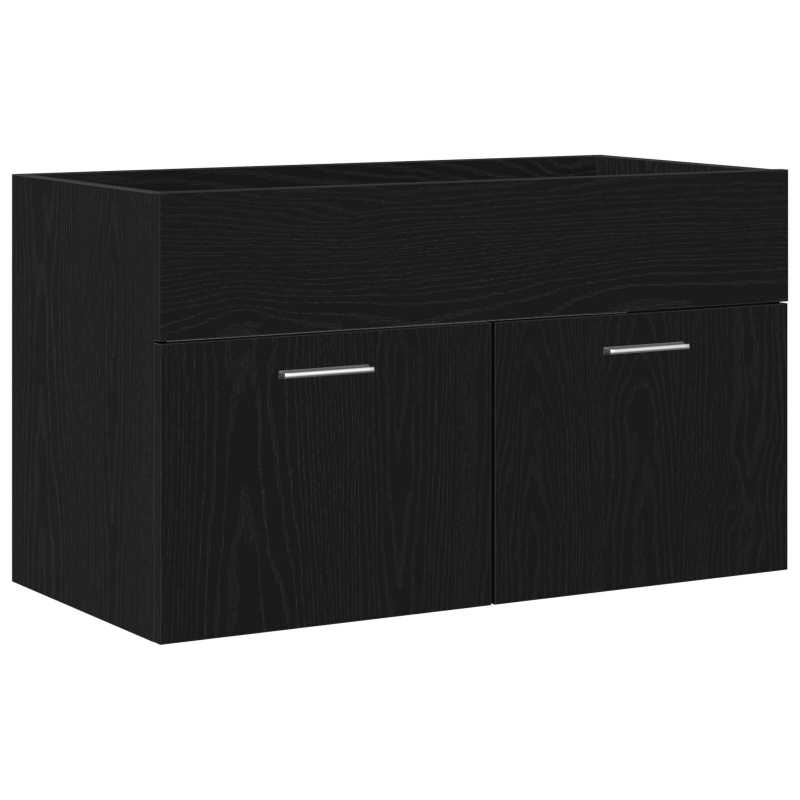 Waschbecken-Schränkchen mit integriertem Becken Schwarze Eiche Holzwerkstoff