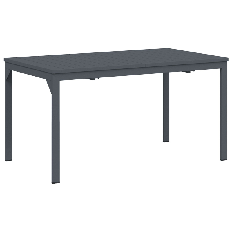 9-teiliges Garten Esszimmer Set Schwarz Poly Rattan, Erweiterbarer Gartentisch Anthrazit (140-210)x90x73 cm Stahl
