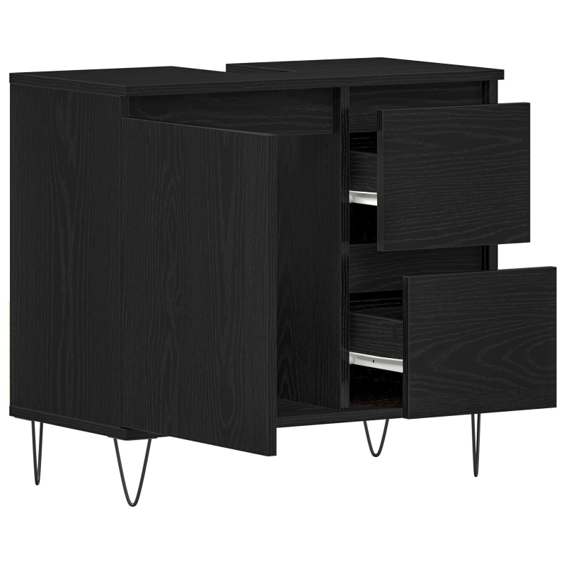 Waschbeckenunterschrank Schwarz Eiche 65x33x60 cm Spanplatte
