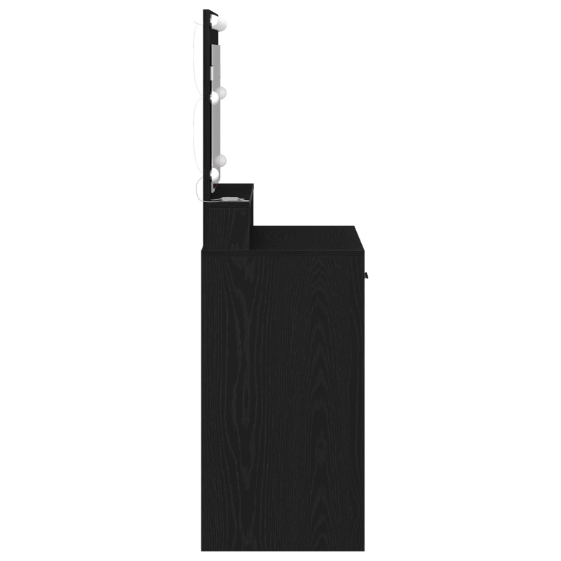 Schminktisch mit LED-Lichtern in Schwarz und Eiche, 79x41x135 cm